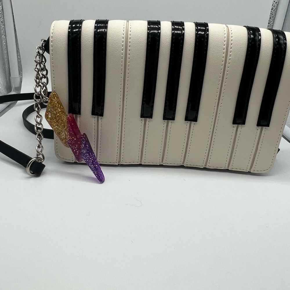 Betsy Johnson Piano Crossbody Purse, “Play It Again@, Lightning Bolt, Music